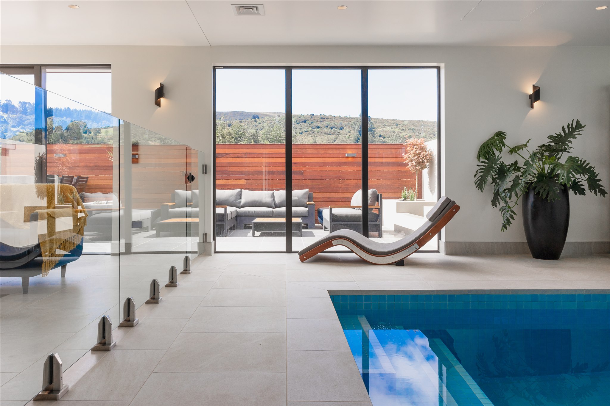 Katipo Design-indoor-heated-pool-tiled-balustrade-outdoor-patio